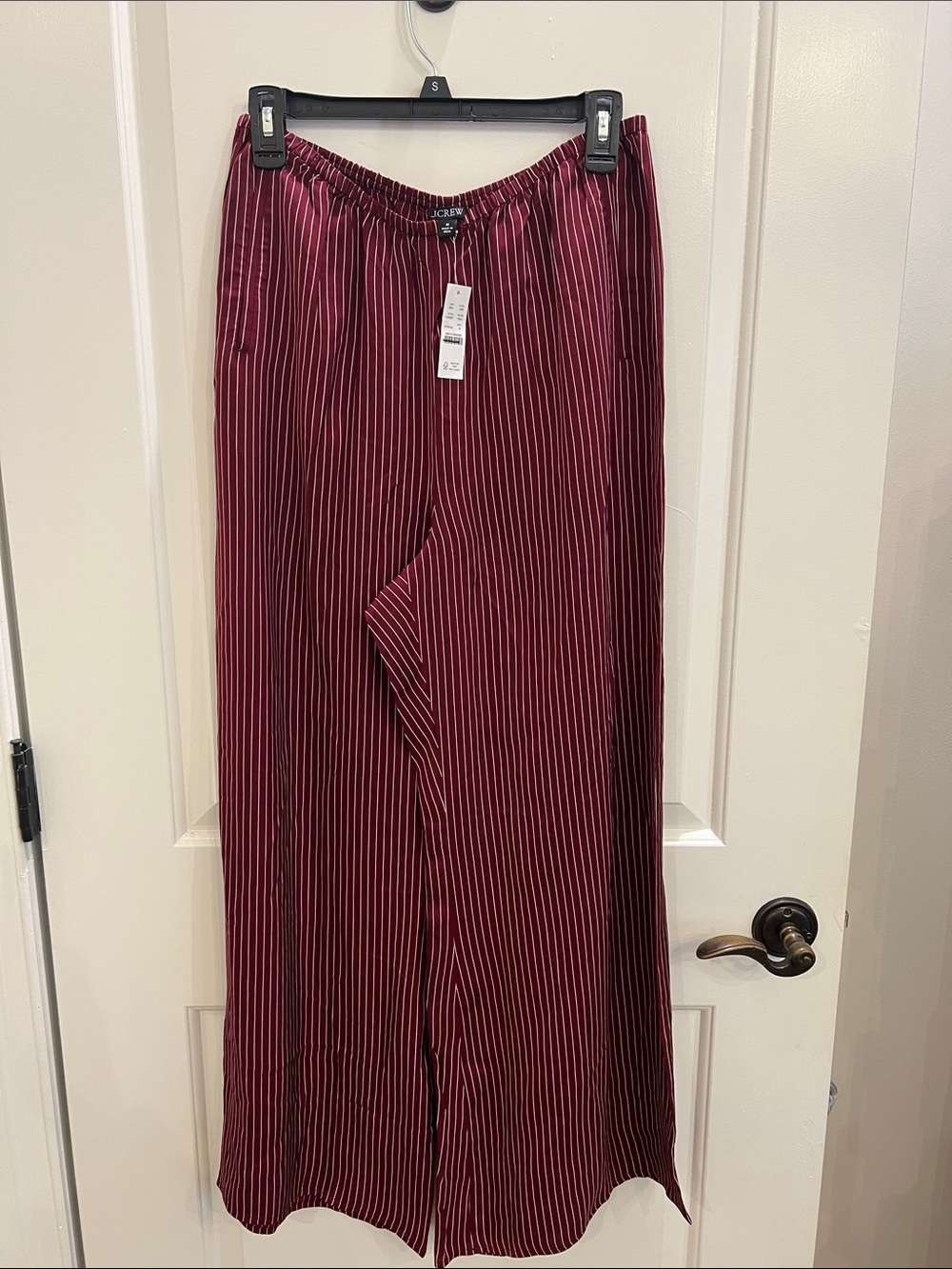 J.Crew Cosmo pant in stripe Inky Burgundy